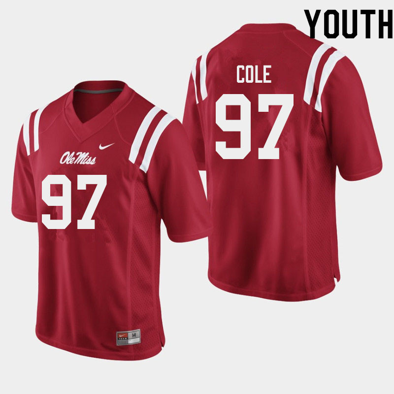 Youth #97 Spencer Cole Ole Miss Rebels College Football Jerseys Sale-Red - Click Image to Close